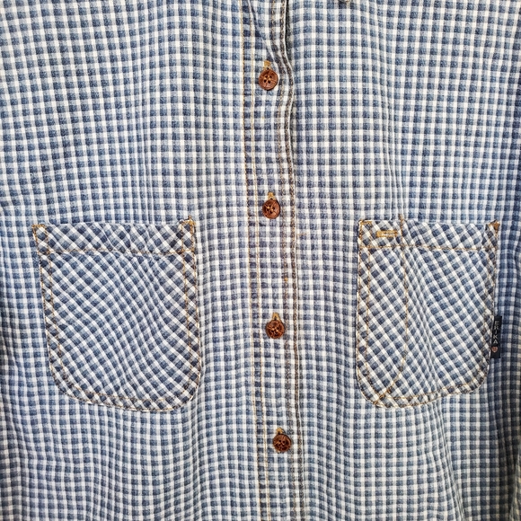 VINTAGE Denim Checkered Button Down Size L - EUC! - Picture 7 of 8